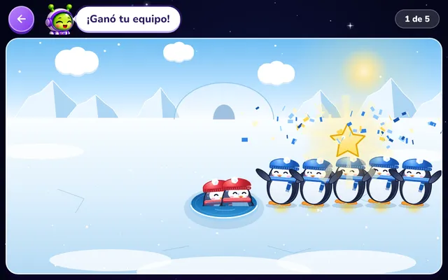 La cuerda de los pingüinos: Dos equipos de pingüinos y una cuerda. Enali los cuenta, el niño elige el equipo que tiene más y el tirón decide: el que tiene más arrastra al otro al agua.